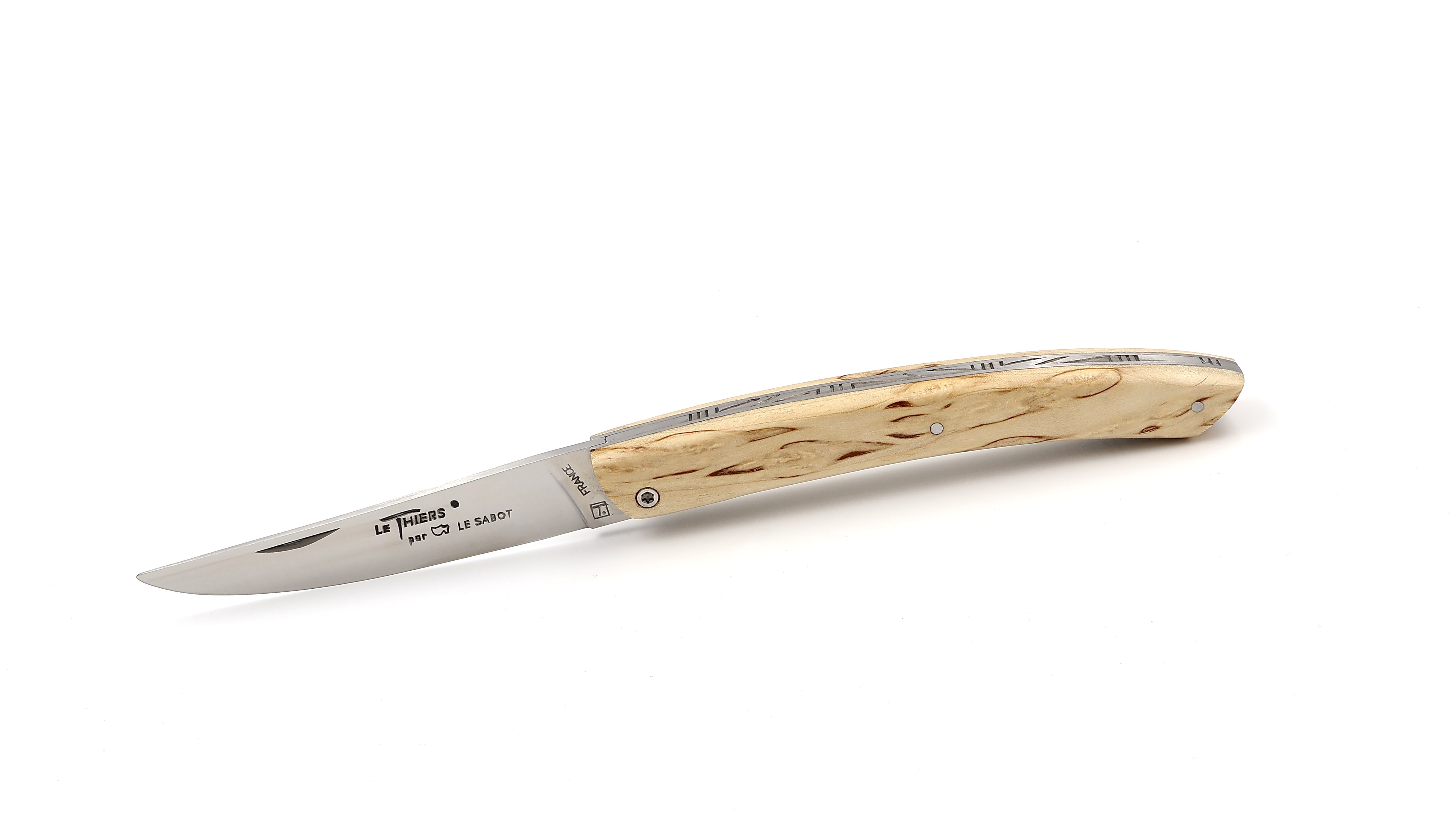 AU SABOT Le Thiers Messer 12 cm finnische Maserbirke