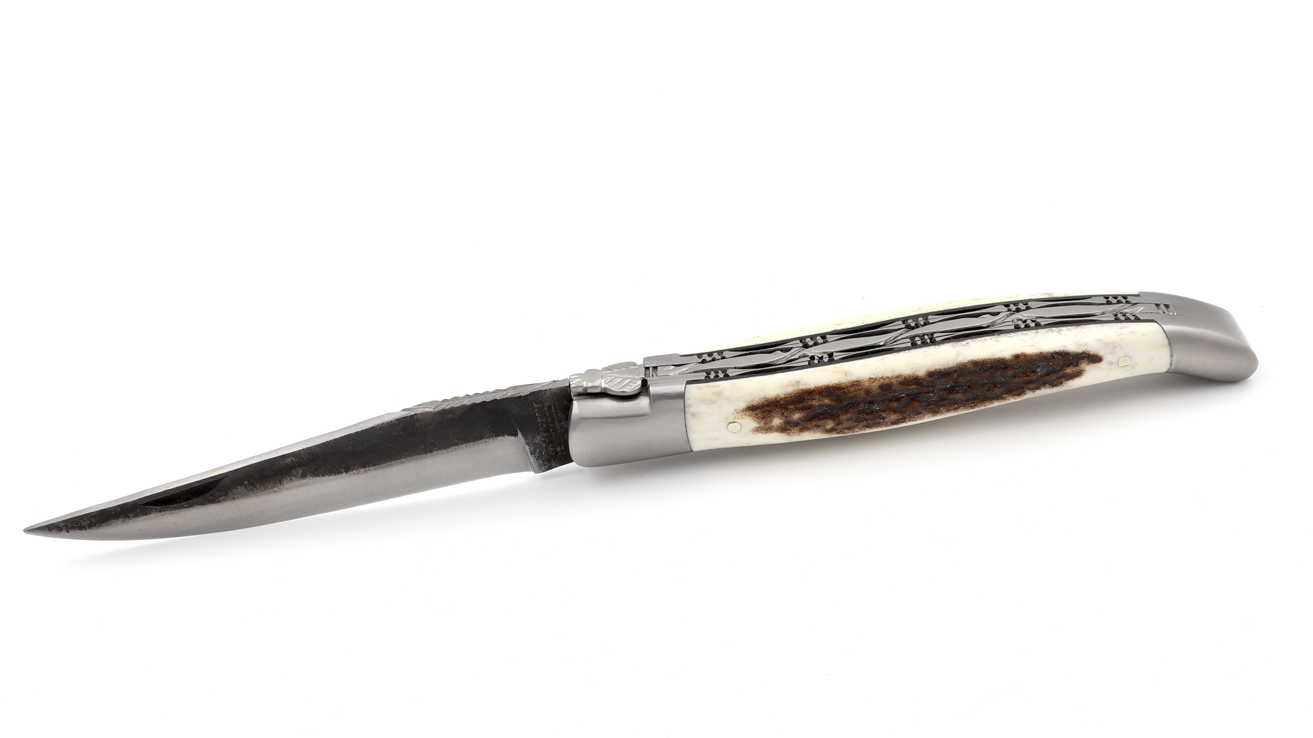 Laguiole en Aubrac Brut de Forge Hirschhorn Doppelplatine 12 cm