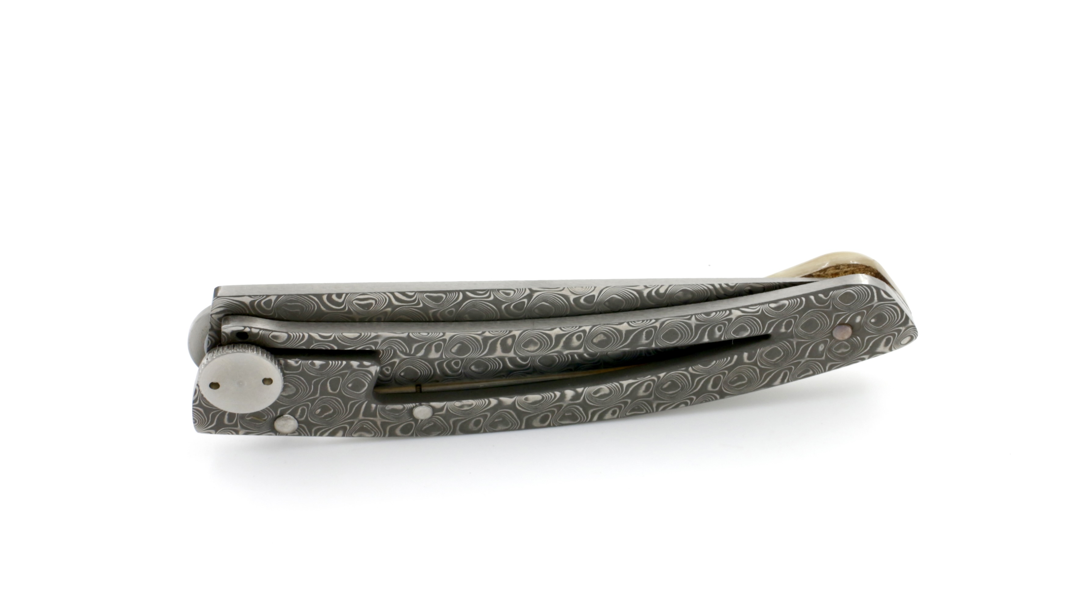 Claude DOZORME Thiers Liner ram horn dark damascus blade