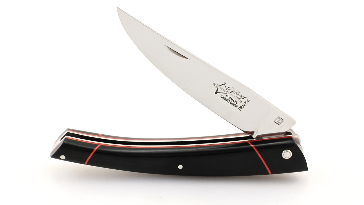 IMG_7912 ARBALETE G. David  Thiers Messer Ebenholz roter Liner 12 cm