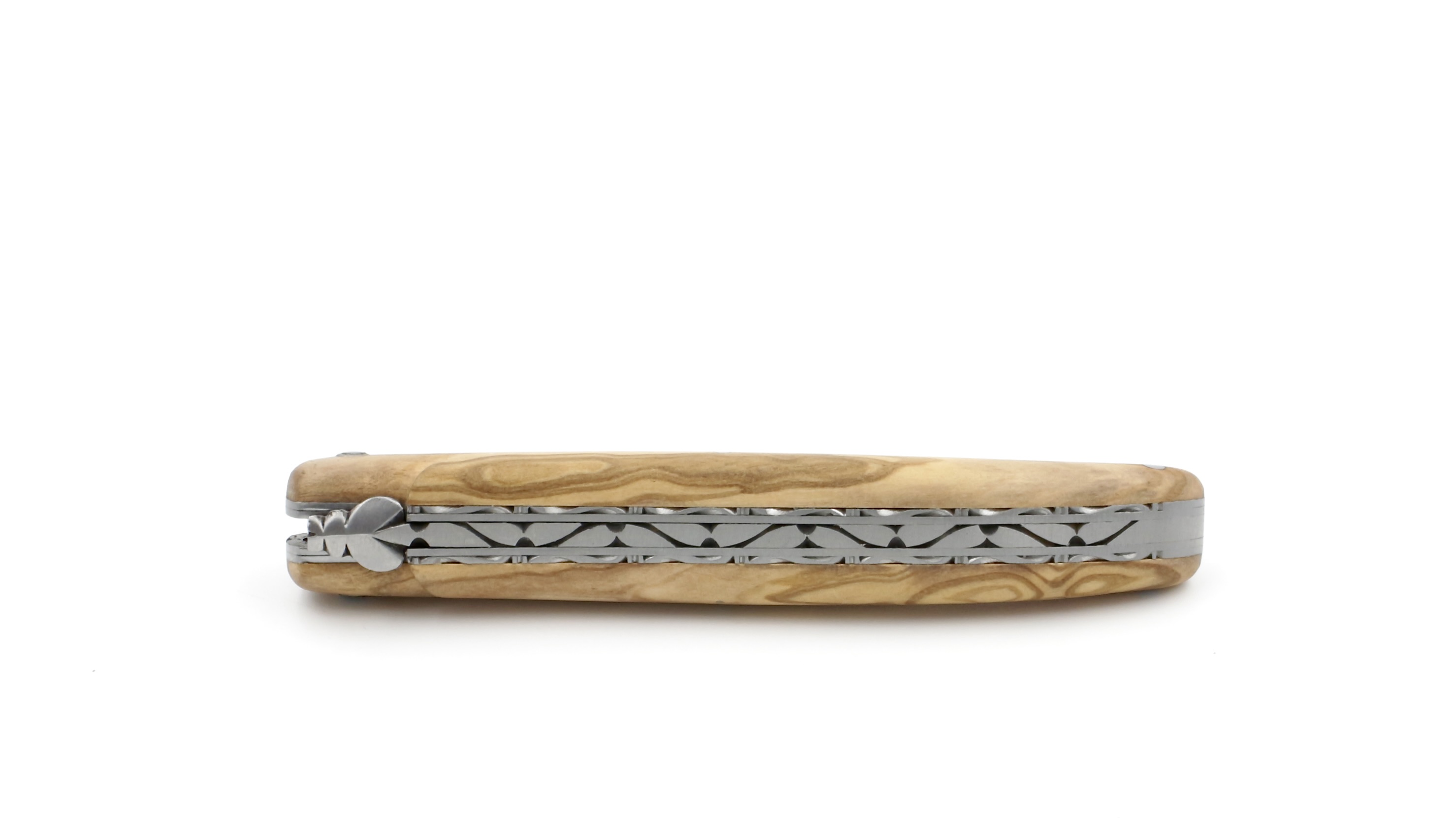 Laguiole en Aubrac Damast Olive massiv Doppelplatine 12 cm