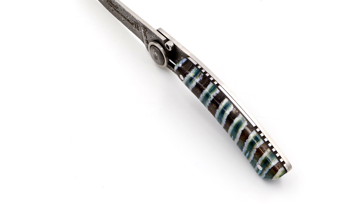 Claude DOZORME Thiers Liner mammoth tusk damascus blade Claude DOZORME Thiers Liner mammoth tusk damascus blade