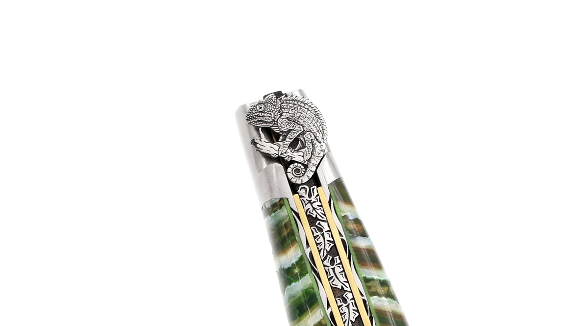 Laguiole en Aubrac Laguiole knife unique piece gecko - stabilzed mammoth tusk 12 cm