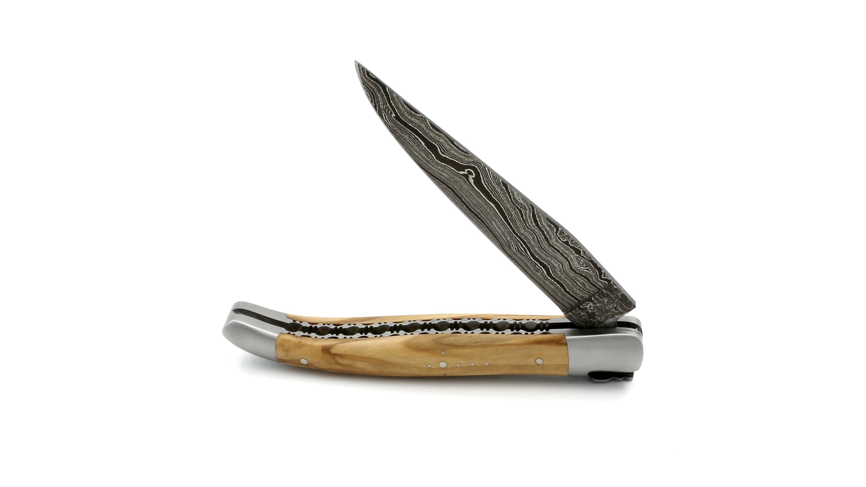 Laguiole en Aubrac Damast Olive Doppelplatine 12 cm