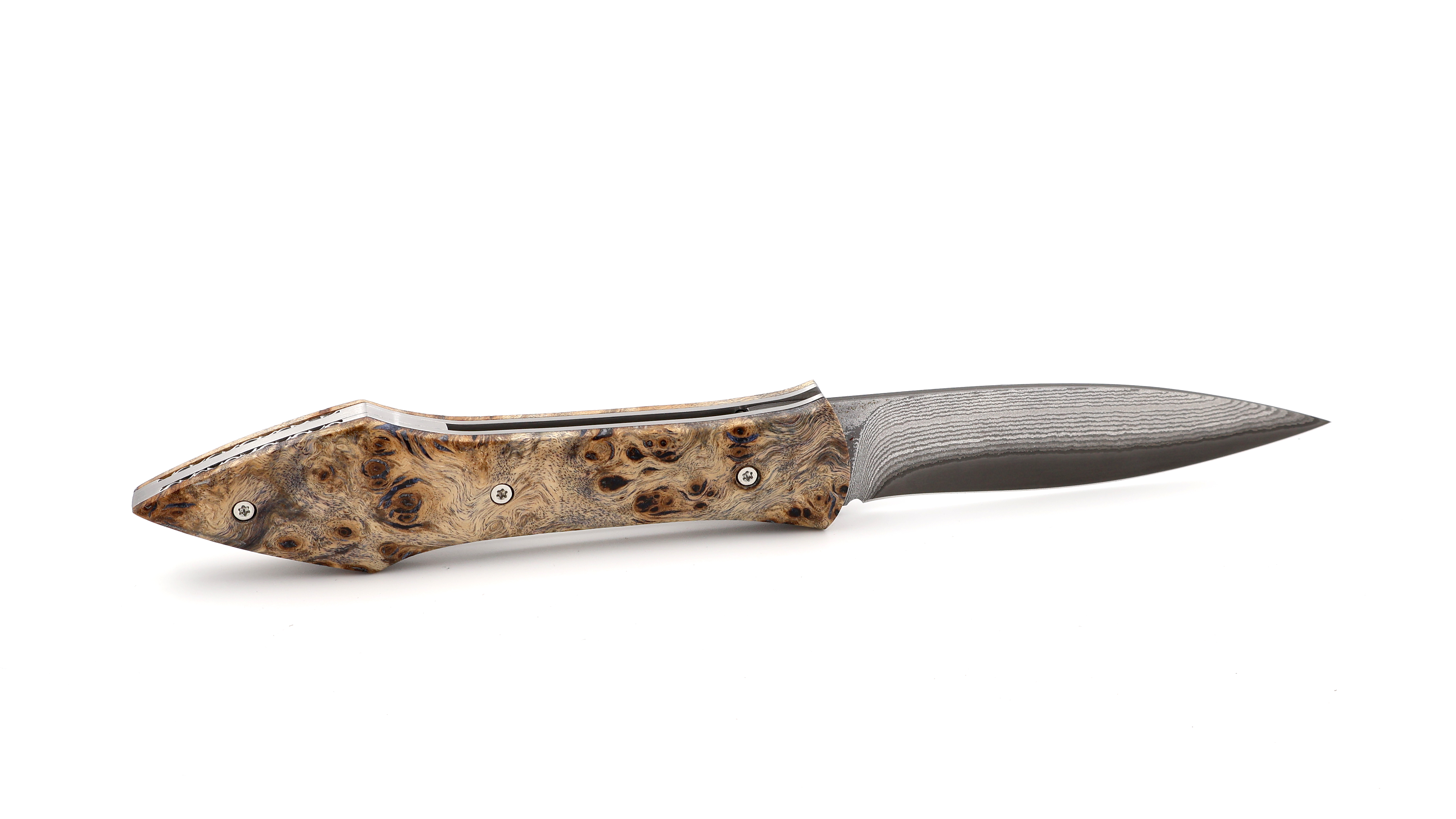 Laraud Blades L’Oegopsyde maple burlwood suminagashi VG10 damascus