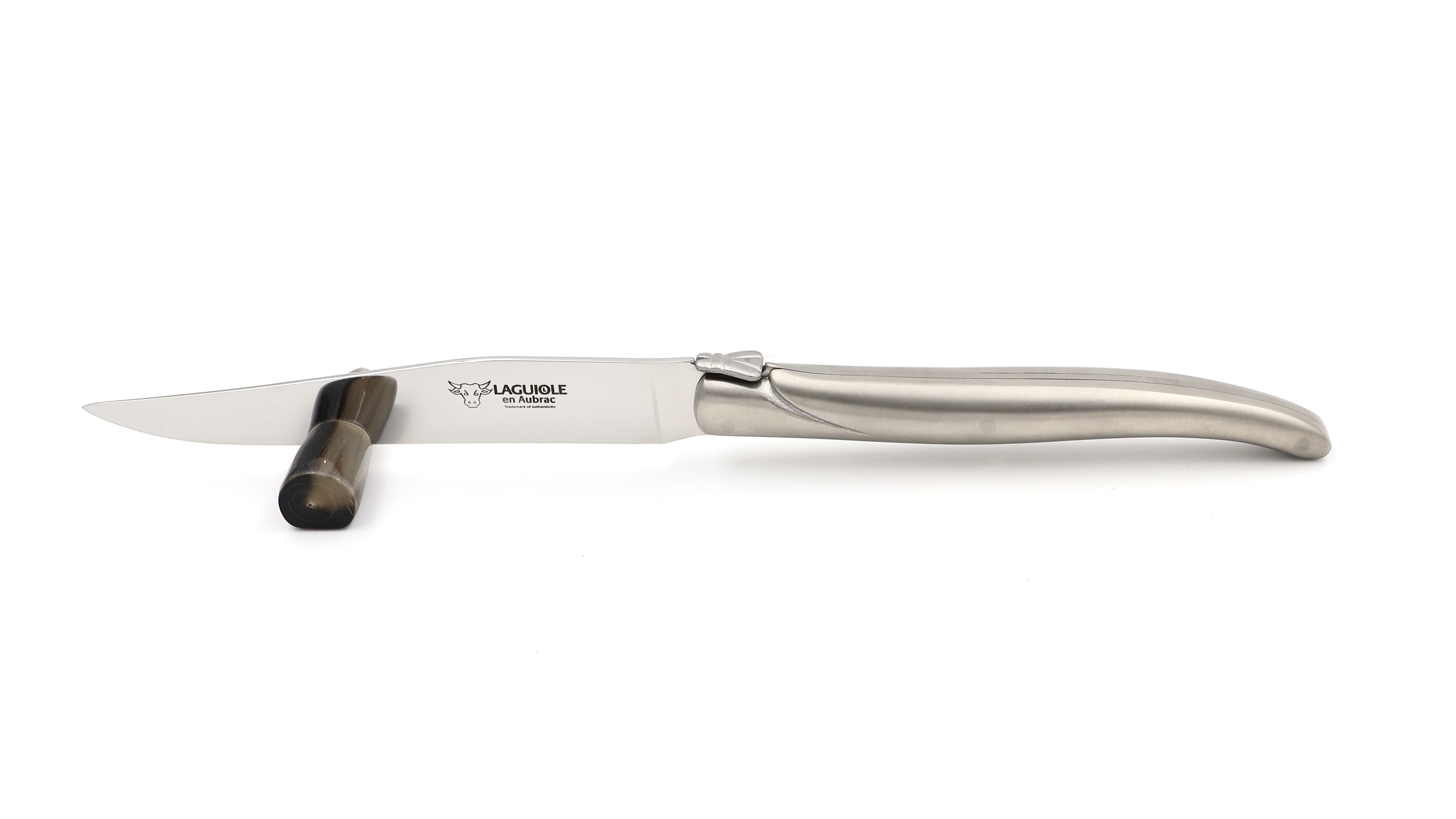 Laguiole en Aubrac Laguiole Steakmesser Set 6-teilig Edelstahl geschmiedet matt