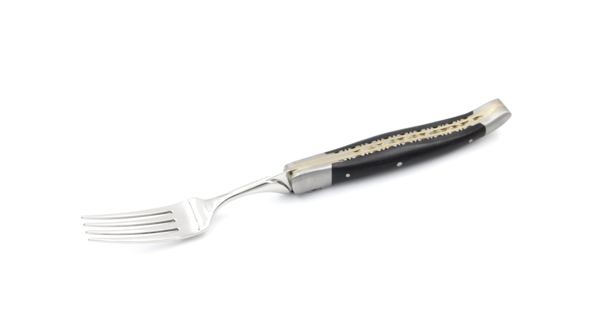 Laguiole en Aubrac Laguiole Fork doubleplate set of 4 ebony matt