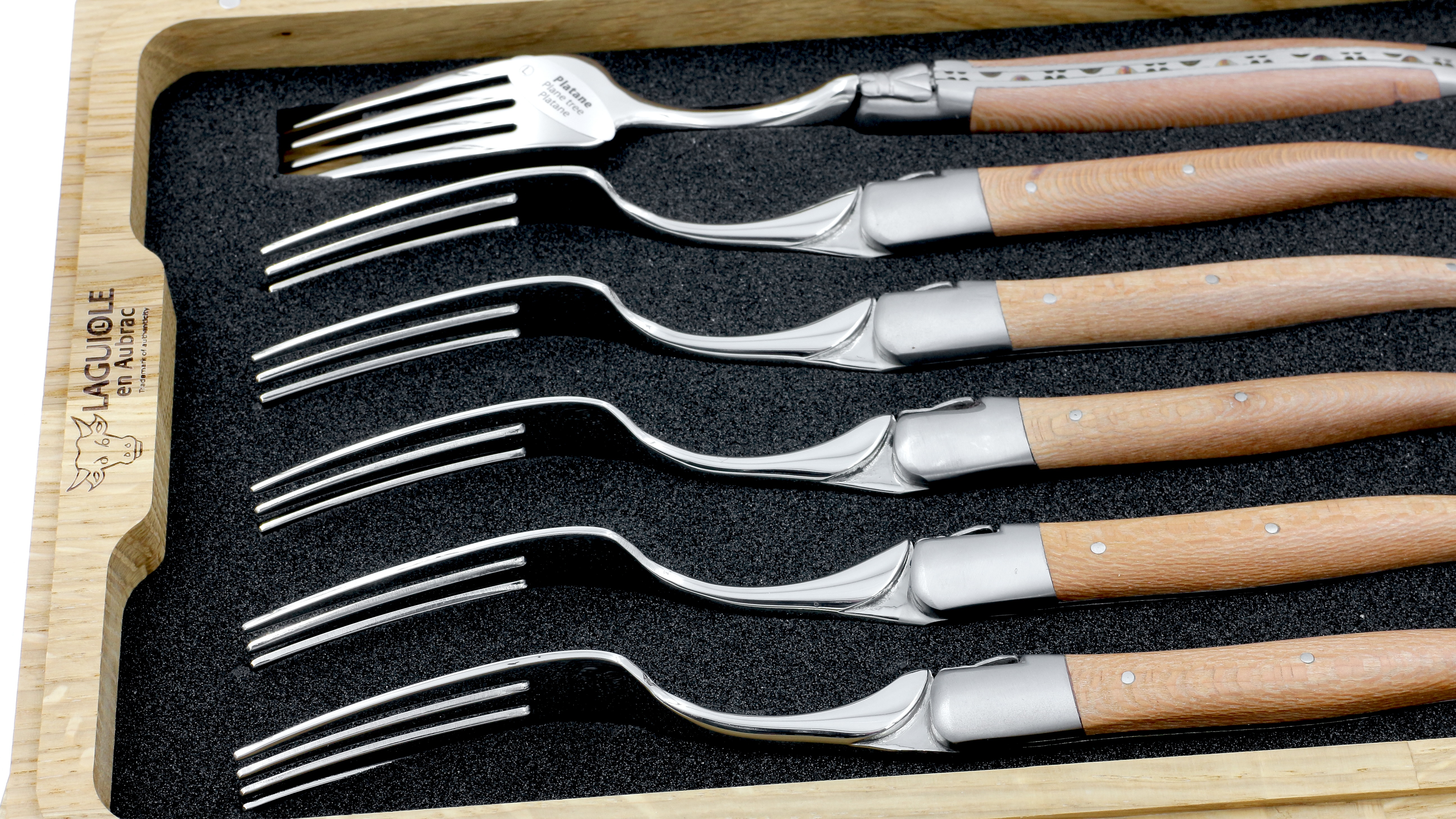 Laguiole en Aubrac Platane Laguiole Steakgabel Set 6-teilig