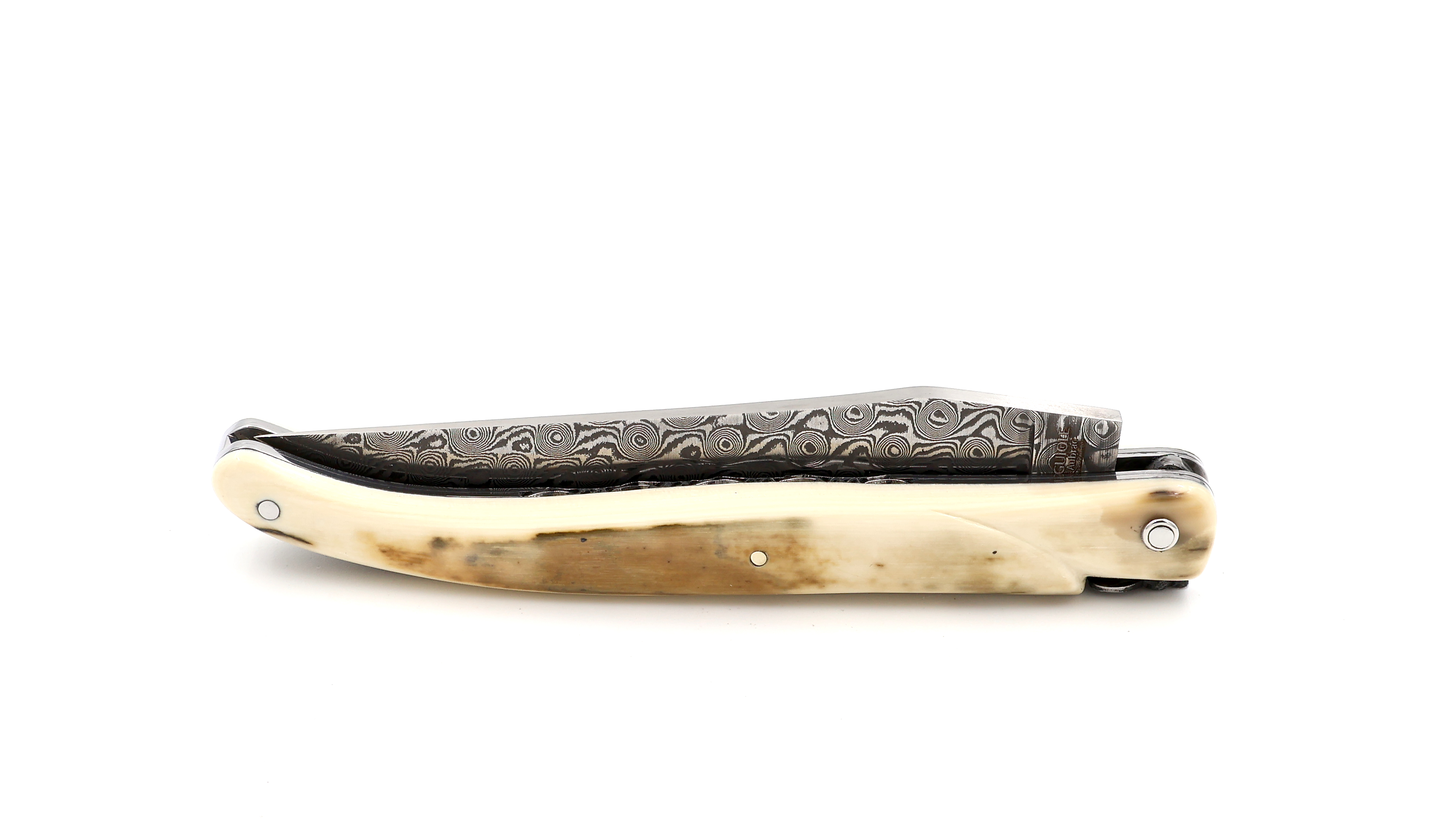 Laguiole en Aubrac damascus DSC® mammoth croute full handle with double plates 12 cm shiny