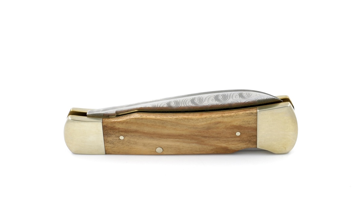 Hartkopf pocketknife olive wood with damascus blade backlock