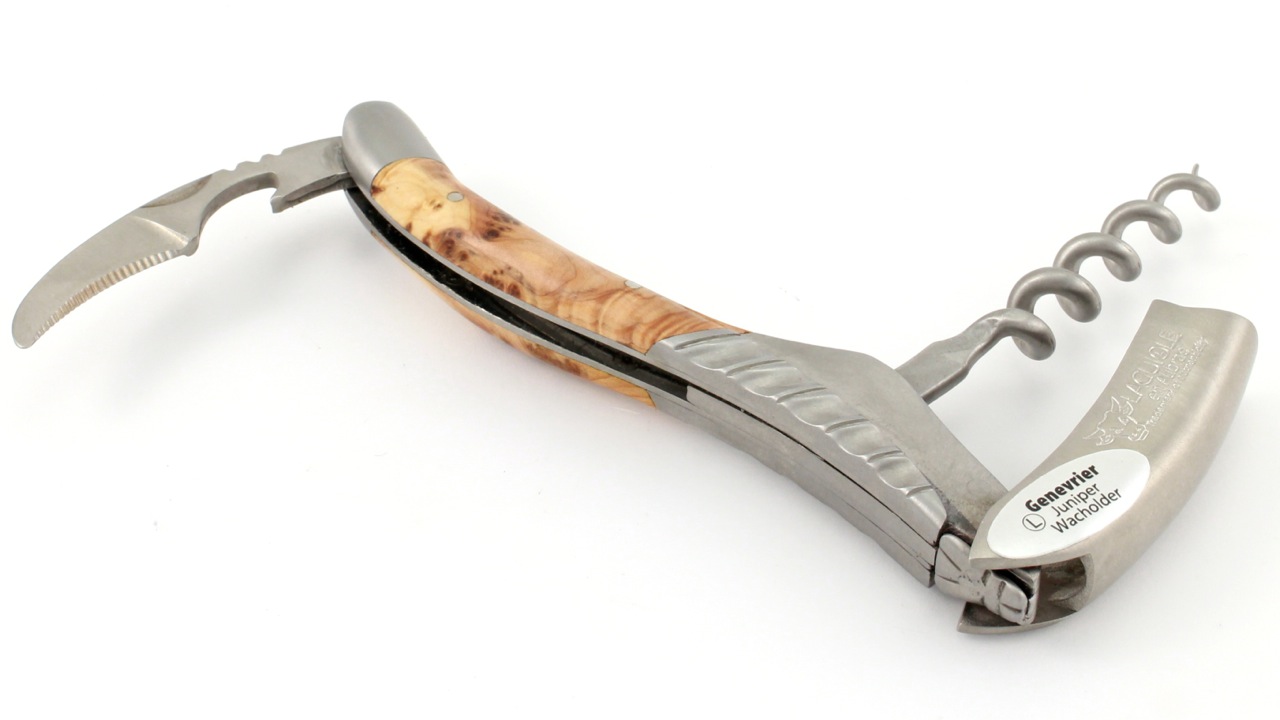 Laguiole en Aubrac Laguiole Sommelier knife Juniper bolsters engraving Torsadé