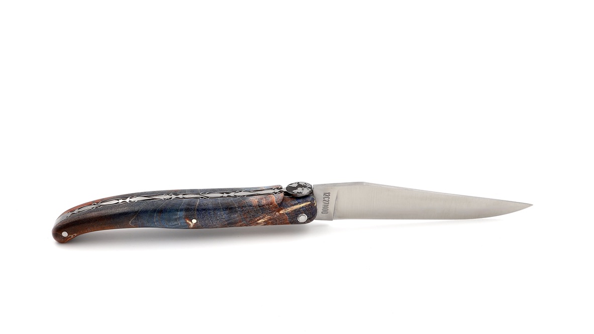 Laguiole en Aubrac Laguiole elder burl with EARTH bee DSC® Carbon damascus 12 cm