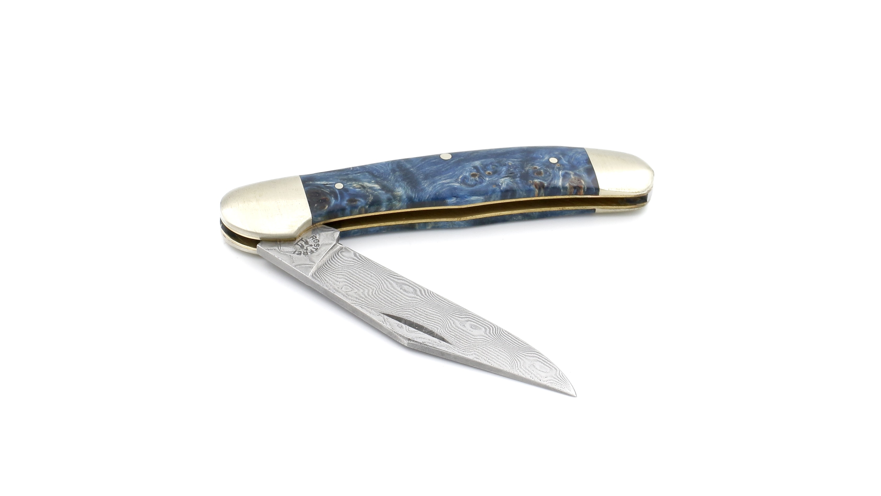 Robert Klaas US-Copperhead knife  maple burl damascus blade