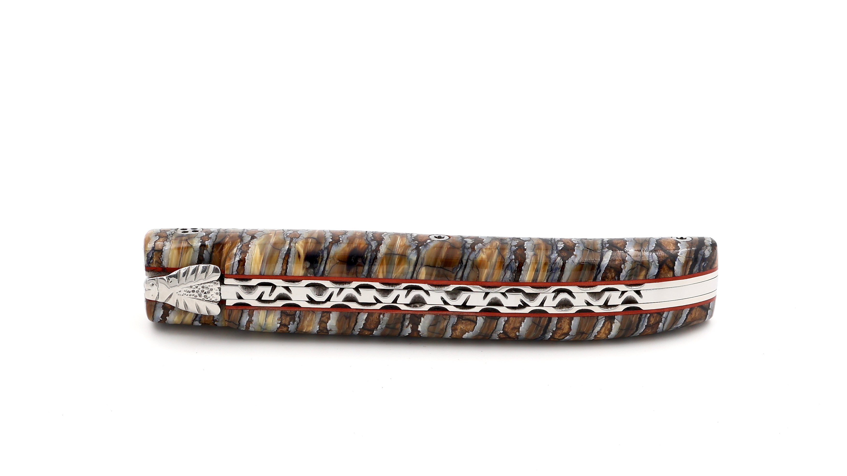Claude DOZORME Laguiole Messer L'ATELIER Mammut-Backenzahn braun 12 cm Damastklinge