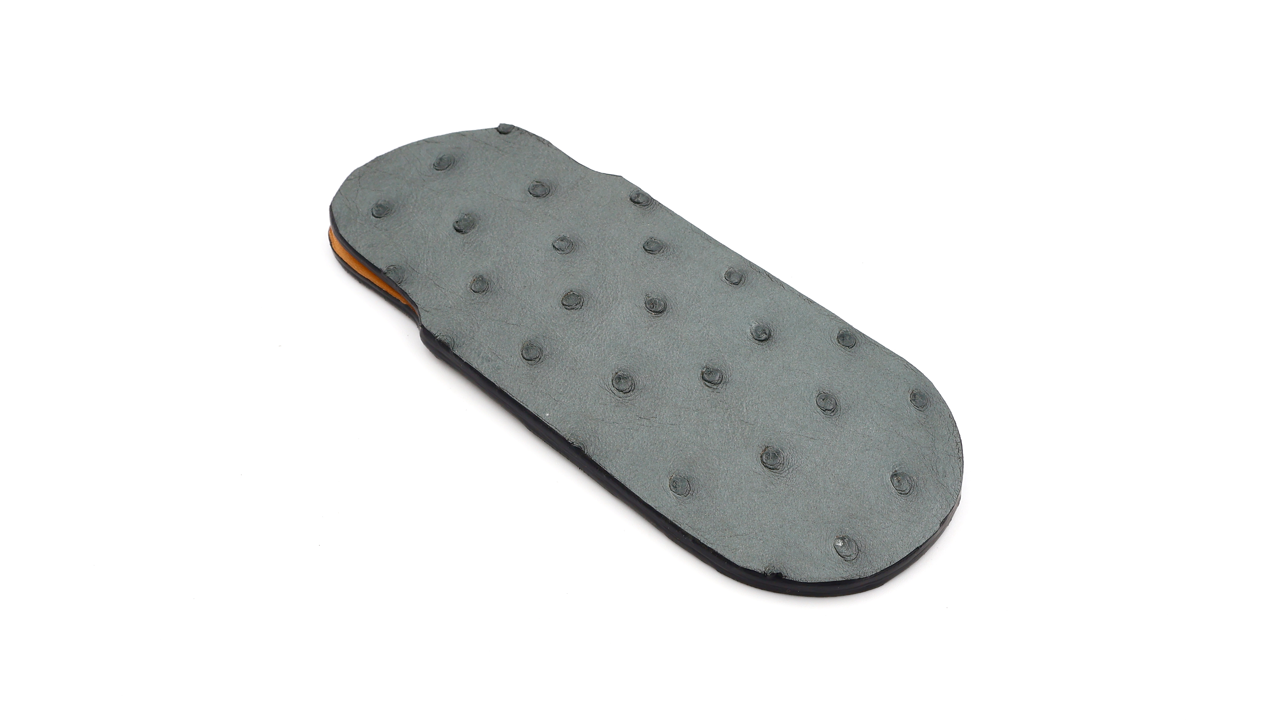 Atelier N°7 ostrich leather blue grey 14,5 cm