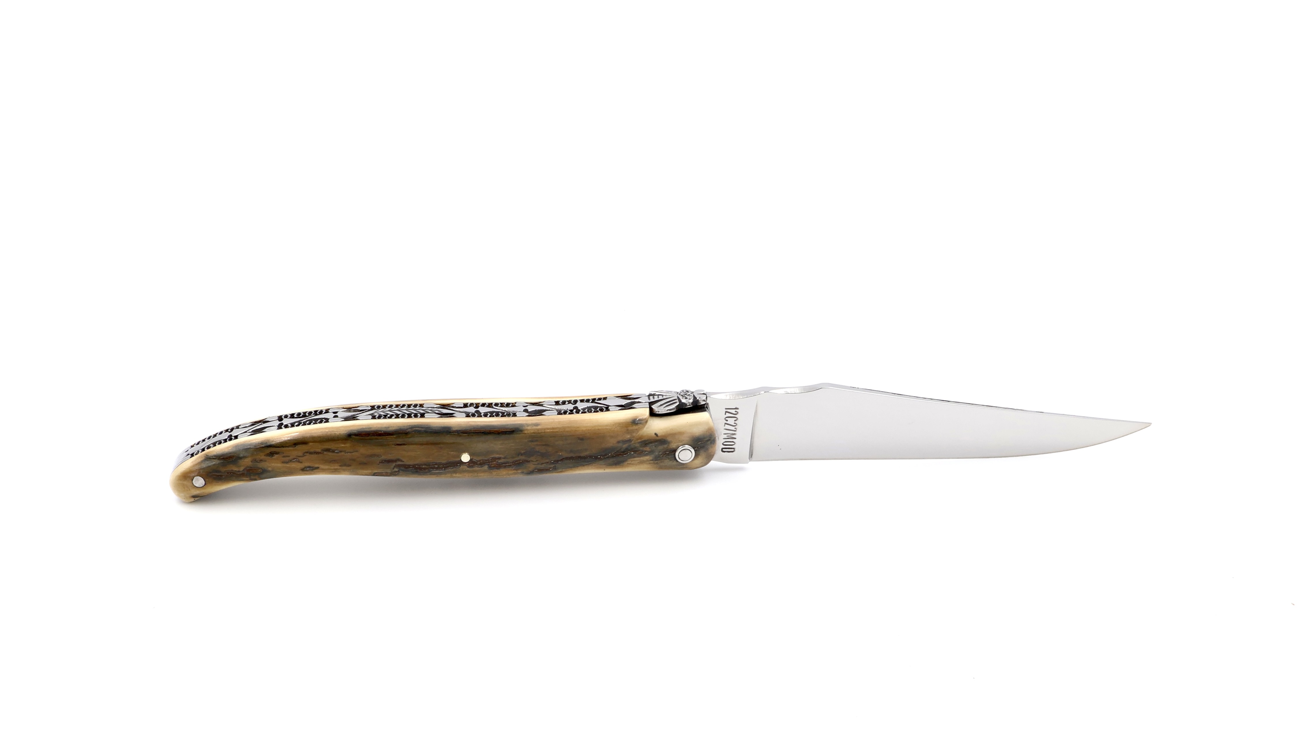 Laguiole en Aubrac Mammutelfenbein Kruste massiv Doppelplatine 12 cm  