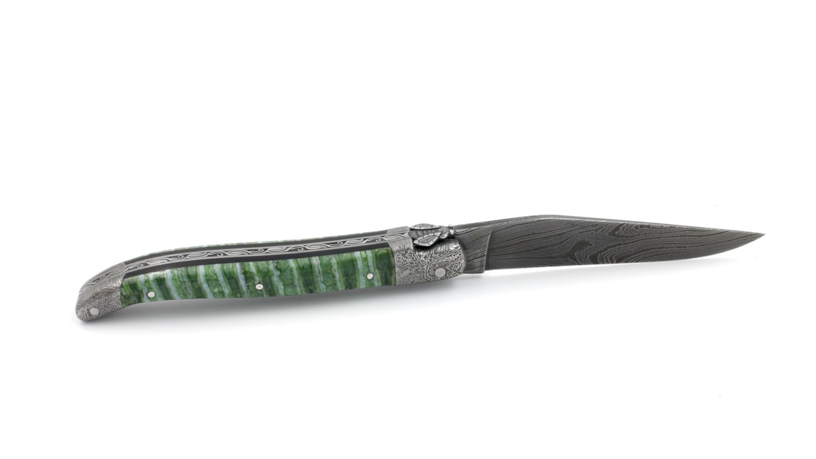 Honoré Durand Laguiole Meisterstück wilder Damast Damastbacken Mammutbackenzahn 12 cm