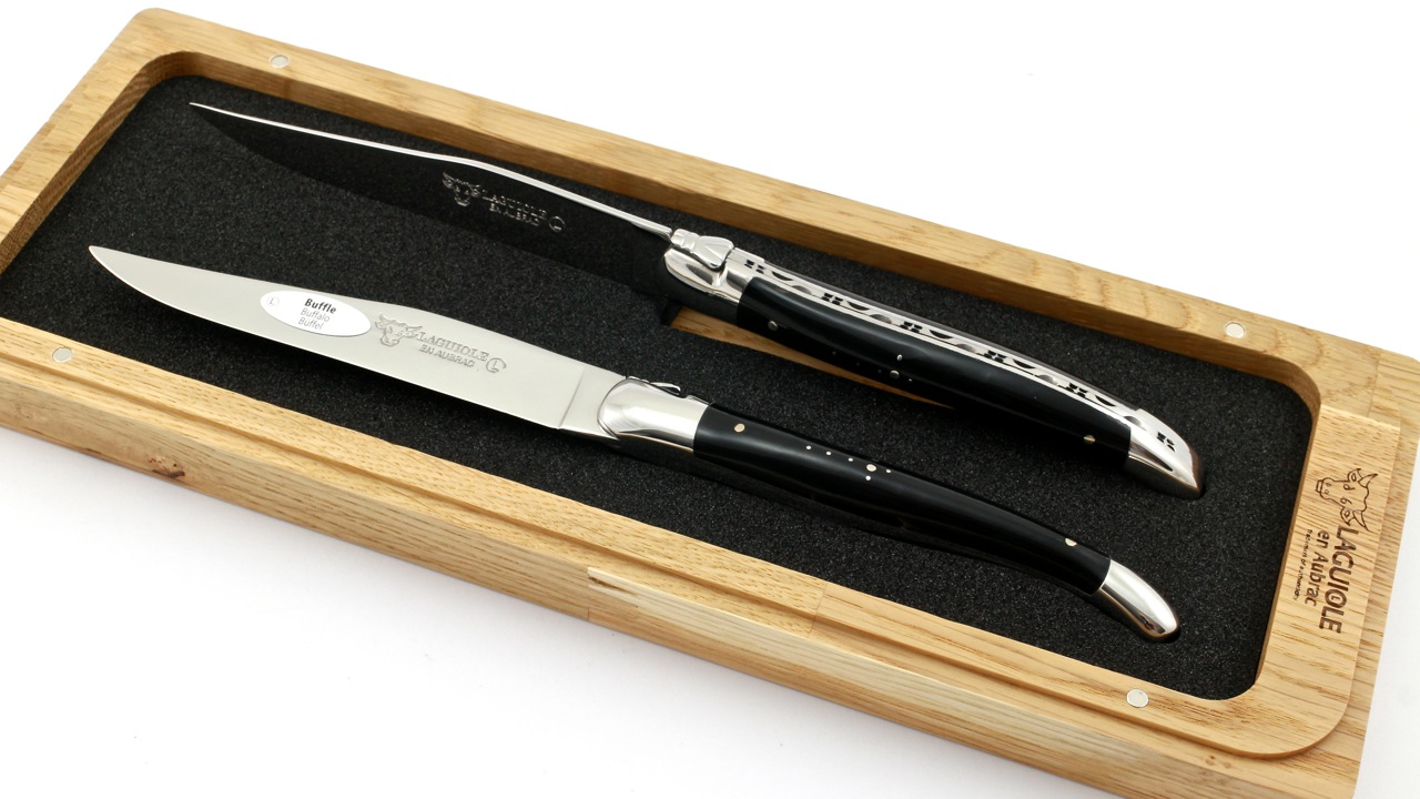 Laguiole en Aubrac Büffelhorn Laguiole Steakmesser Set