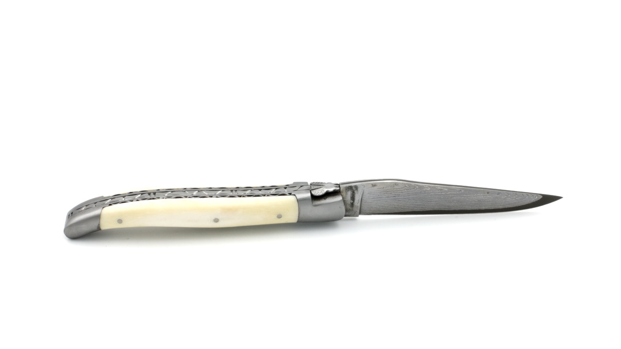 Laguiole en Aubrac jap. Damastklinge Knochen Doppelplatine 12 cm