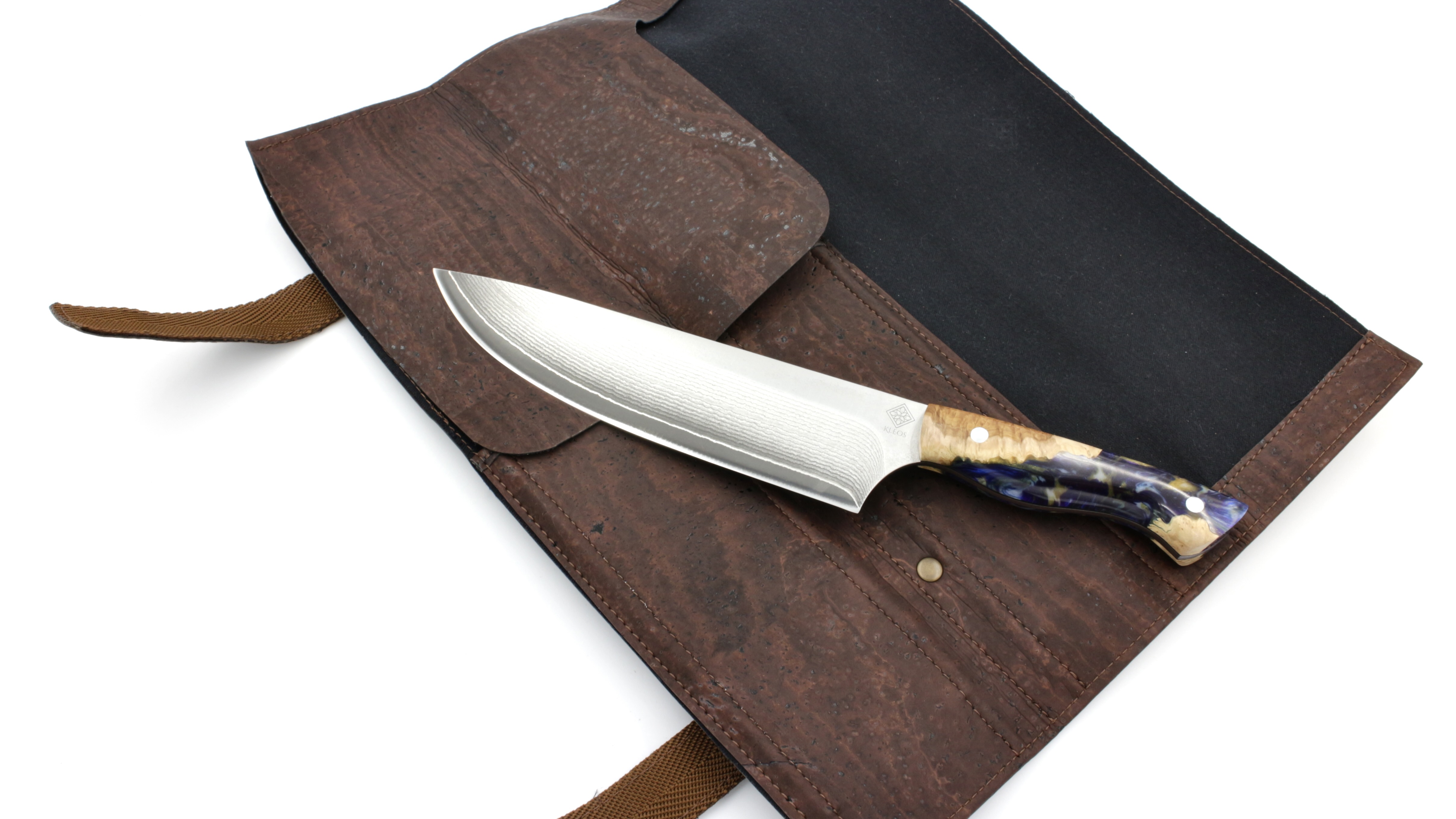 KLEOS Kochmesser Tasche/Rolle aus echtem Kork braun