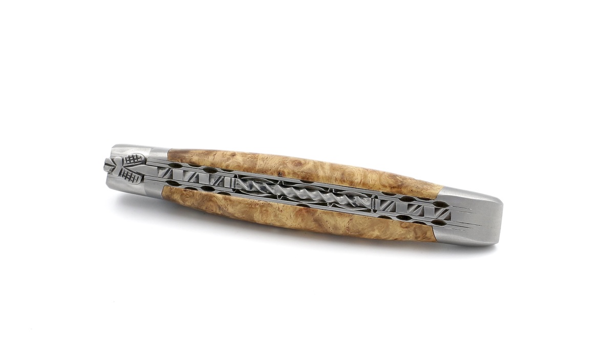Laguiole en Aubrac Amboina Wurzelholz Doppelplatine 12 cm