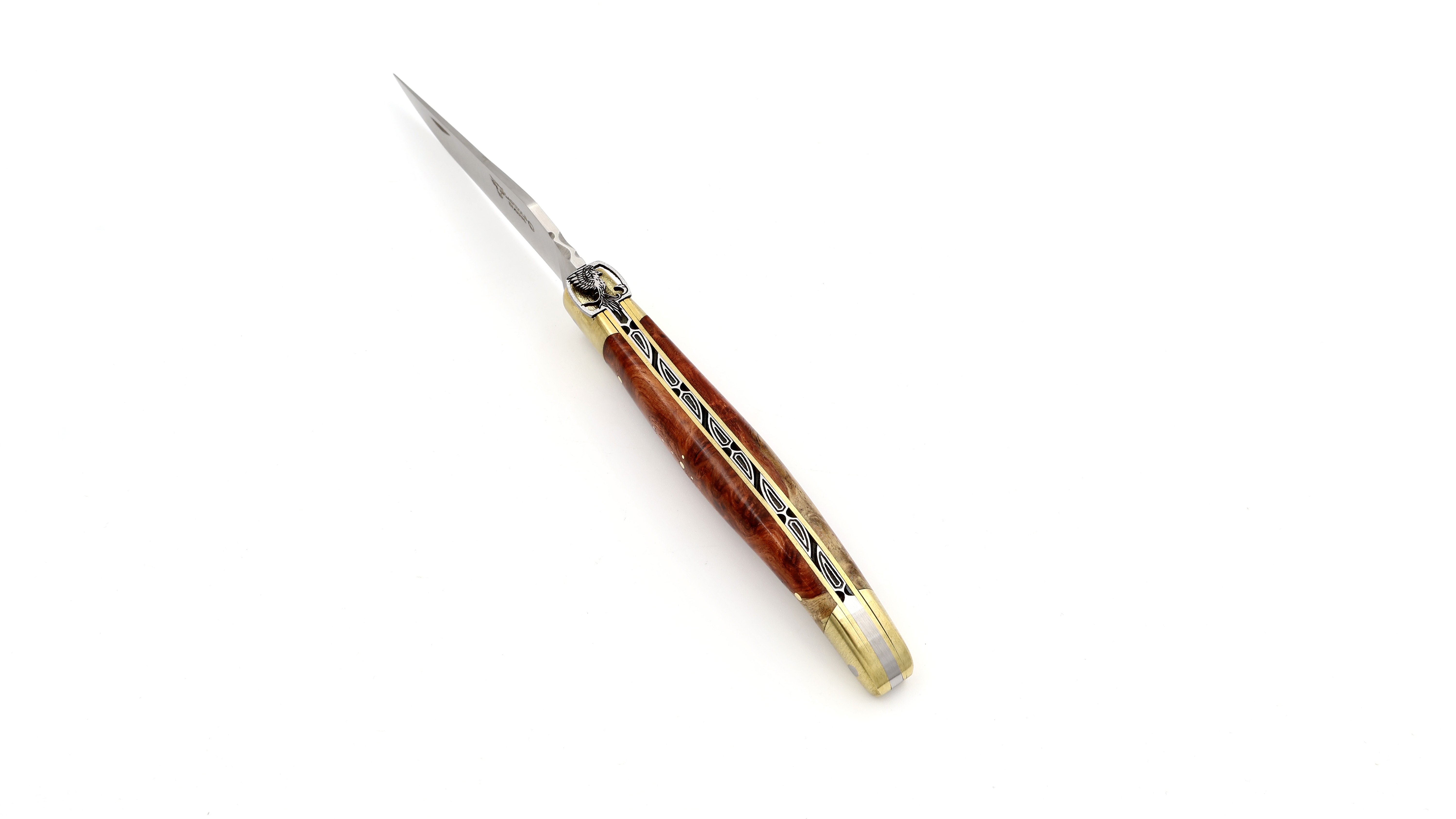 Laguiole en Aubrac Laguiole UNIQUE PIECE  amboina burlwood with PHÖNIX bee 12 cm