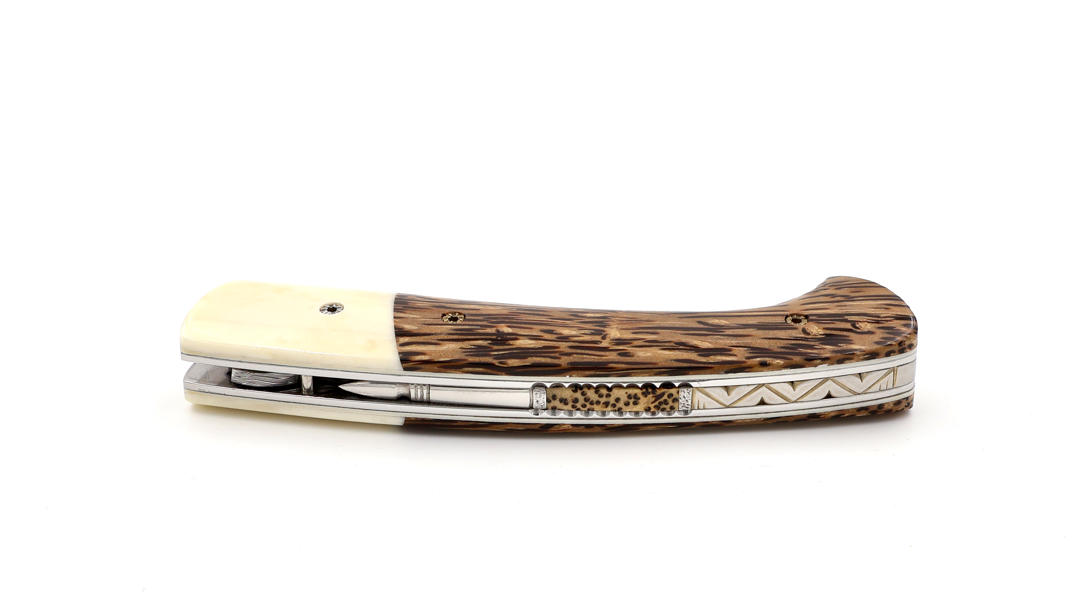 MANU LAPLACE 1515 ZULU palmwood and buffalo bone damascus