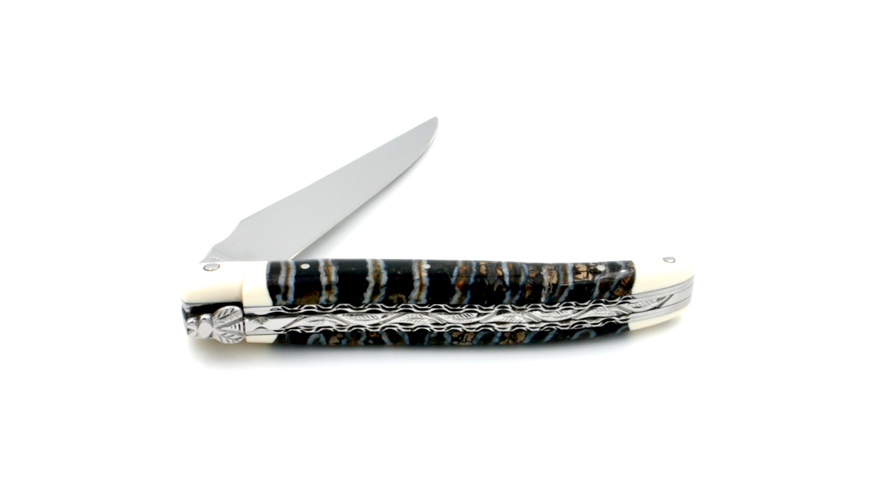 Laguiole en Aubrac Mammutbackenzahn, Backen Mammutelfenbein Doppelplatine 12 cm