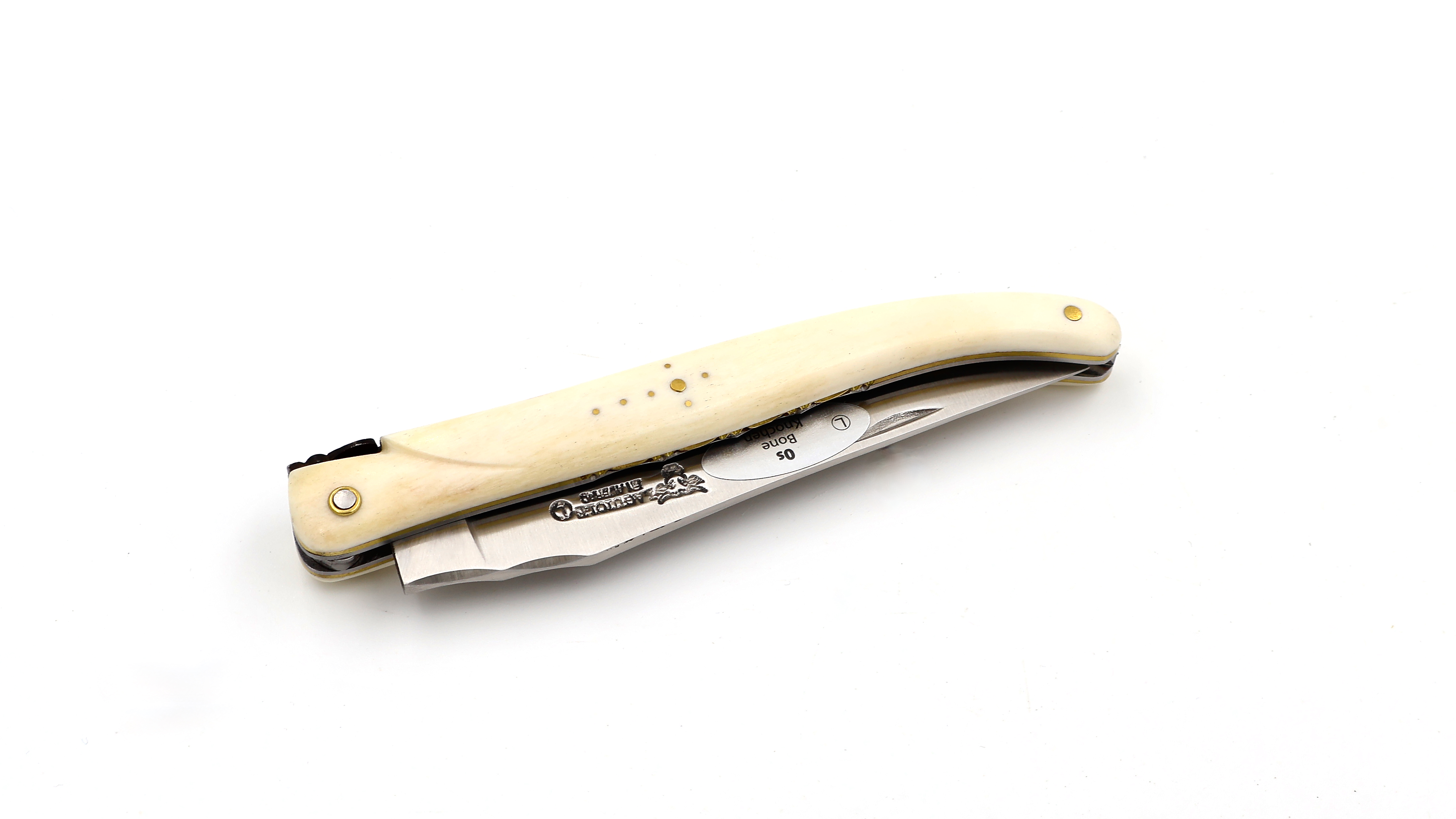 Laguiole en Aubrac Knochen massiv Messingplatine Doppelplatine 12 cm