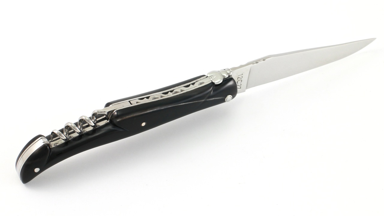 Laguiole en Aubrac Büffelhorn massiv Korkenzieher 12 cm