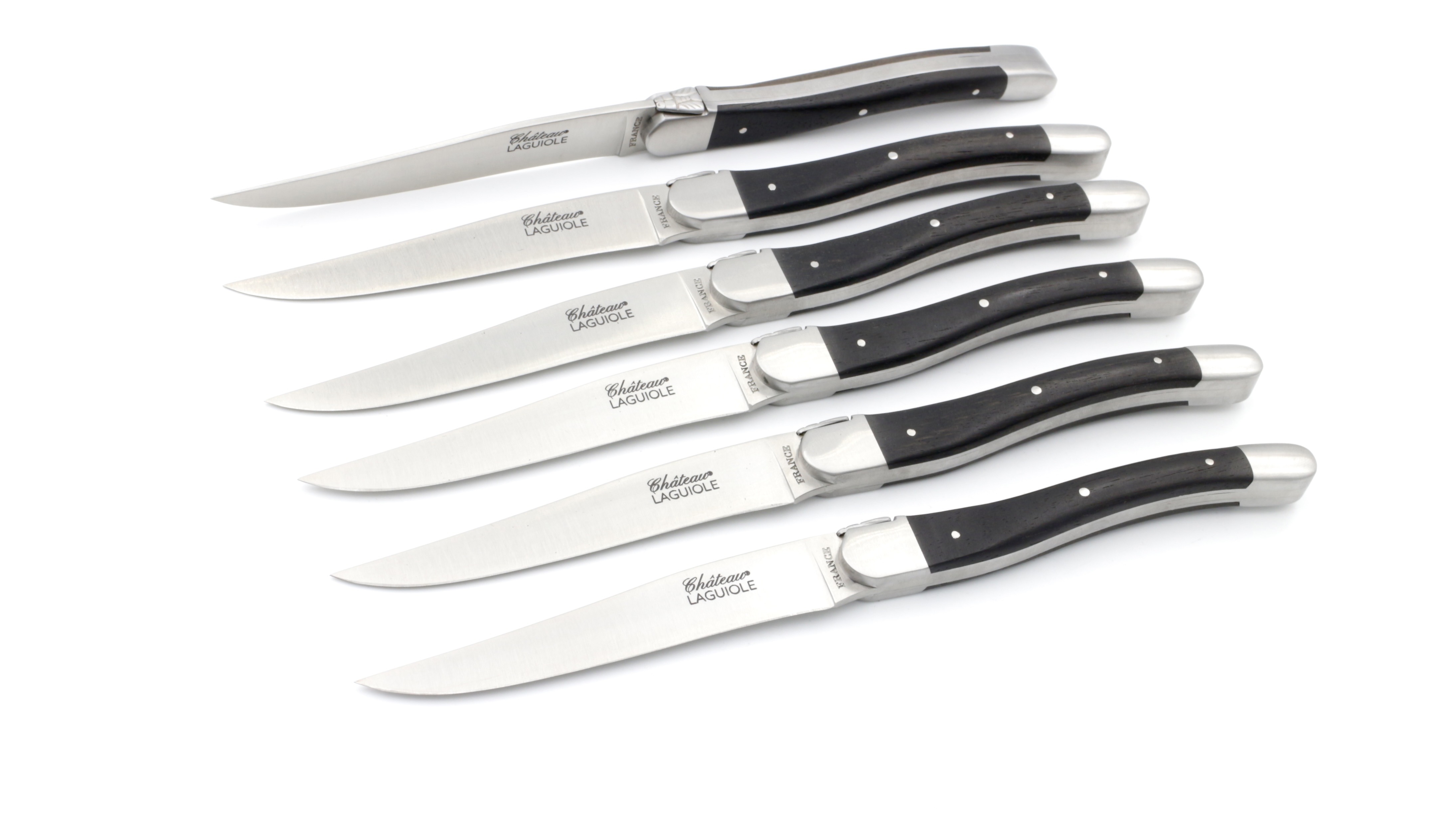 Château Laguiole Laguiole Steakknives ebony wood set of six