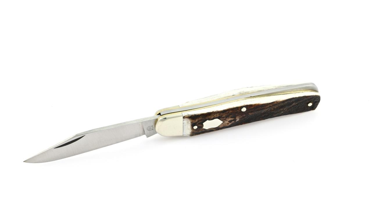 hartkopf-taschenmesser-blaugepliesste-klinge-hirschhorn-2