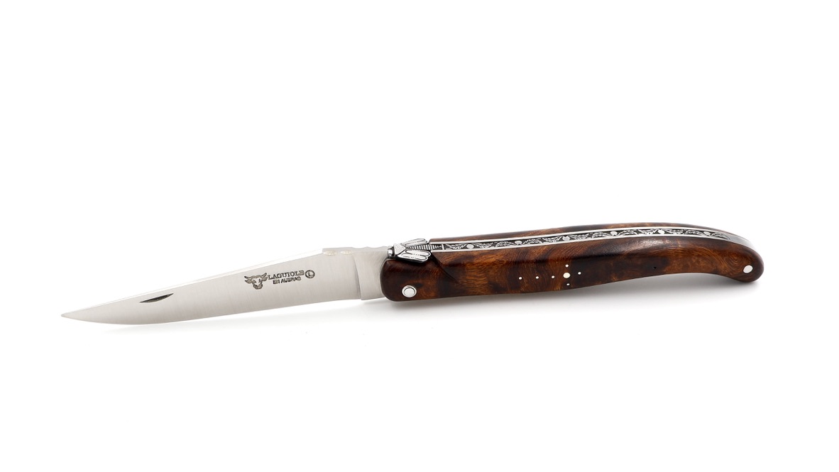 Laguiole en Aubrac master piece laguiole knife iron burlwood