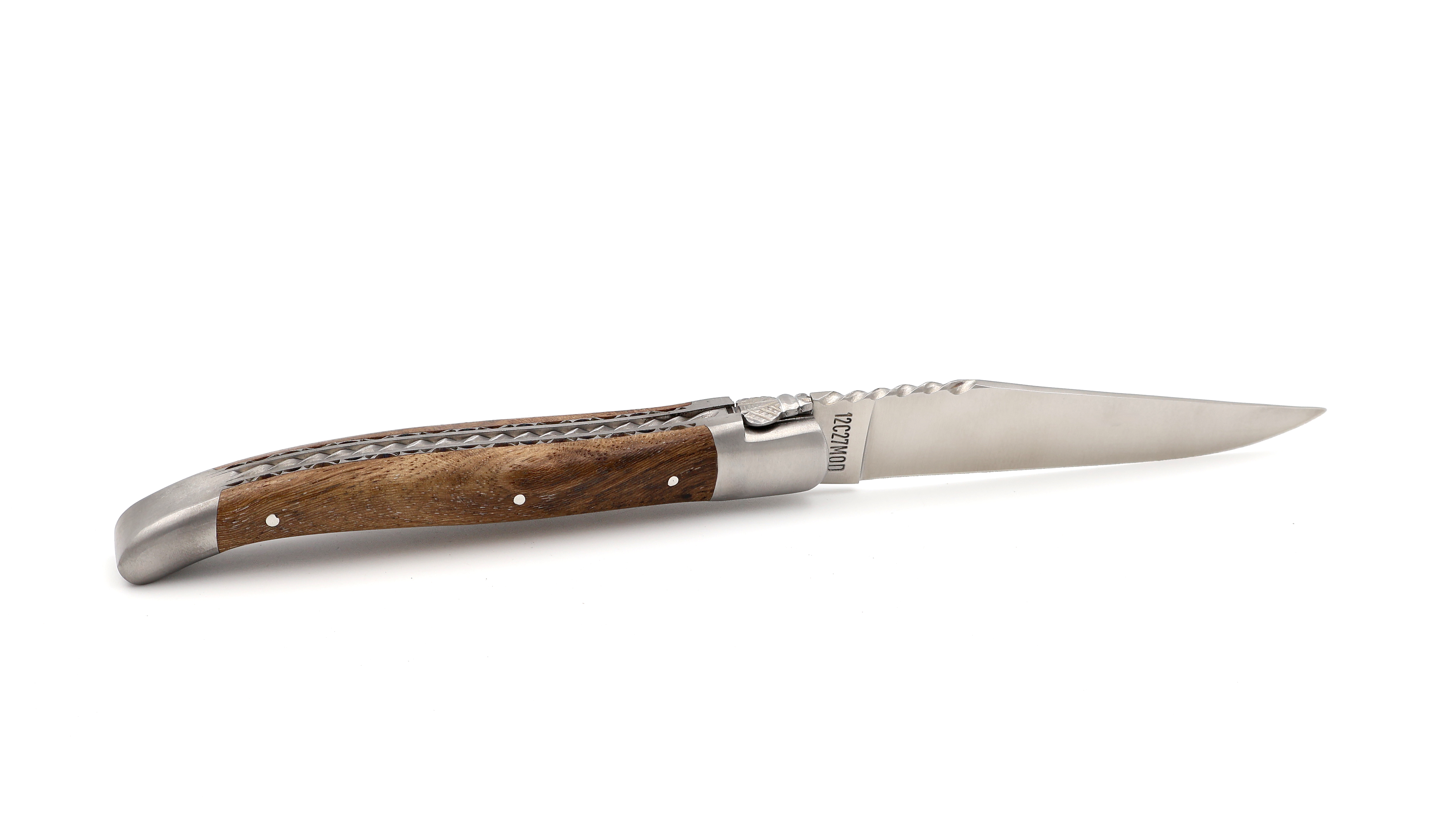 Laguiole en Aubrac doubleplate knife grapevine spiral spring 12 cm