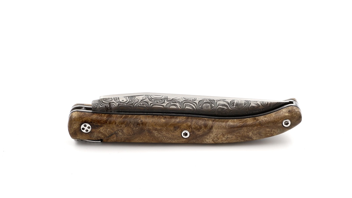 Claude DOZORME Laguiole LUX maple burl 12 cm DSC® damascus