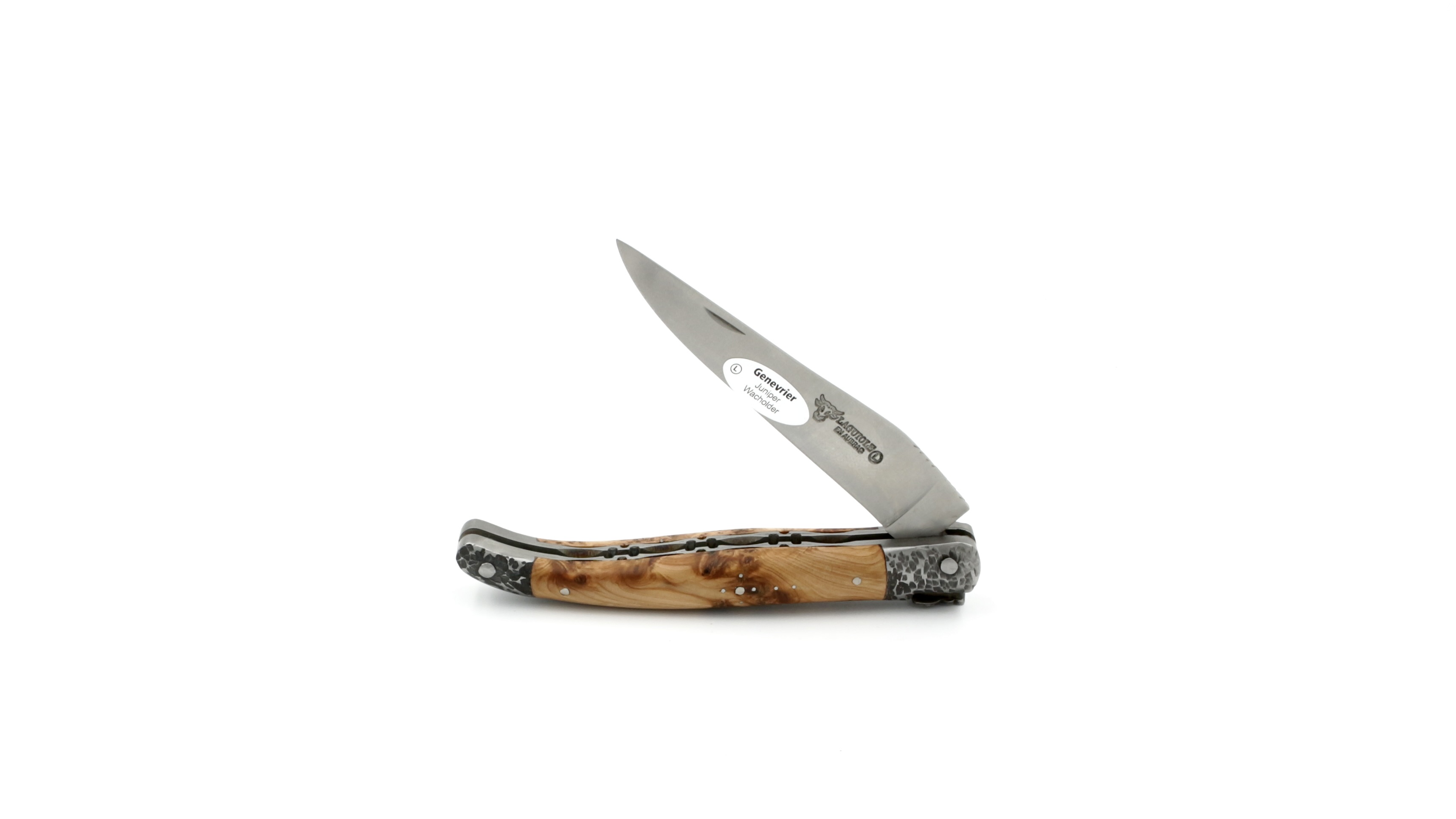 651FDFCE-7759-4CFA-993F-EE441E11E974_1_201_a Laguiole en Aubrac double plate knife hammered bolsters Juniper 12 cm