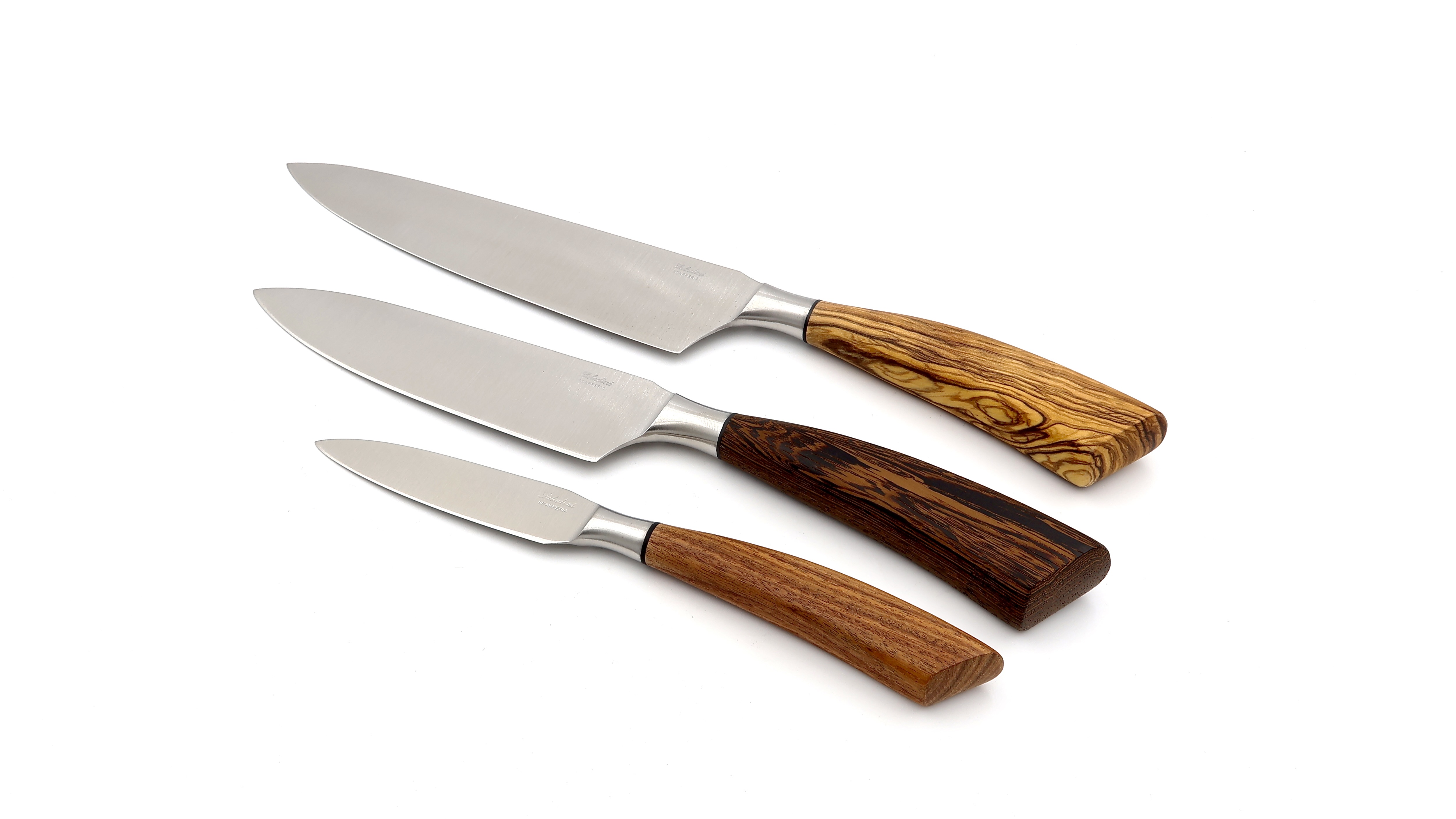 Saladini CHEF Kochmesser-Set 3-teilig Olive - Wenge - Palisander