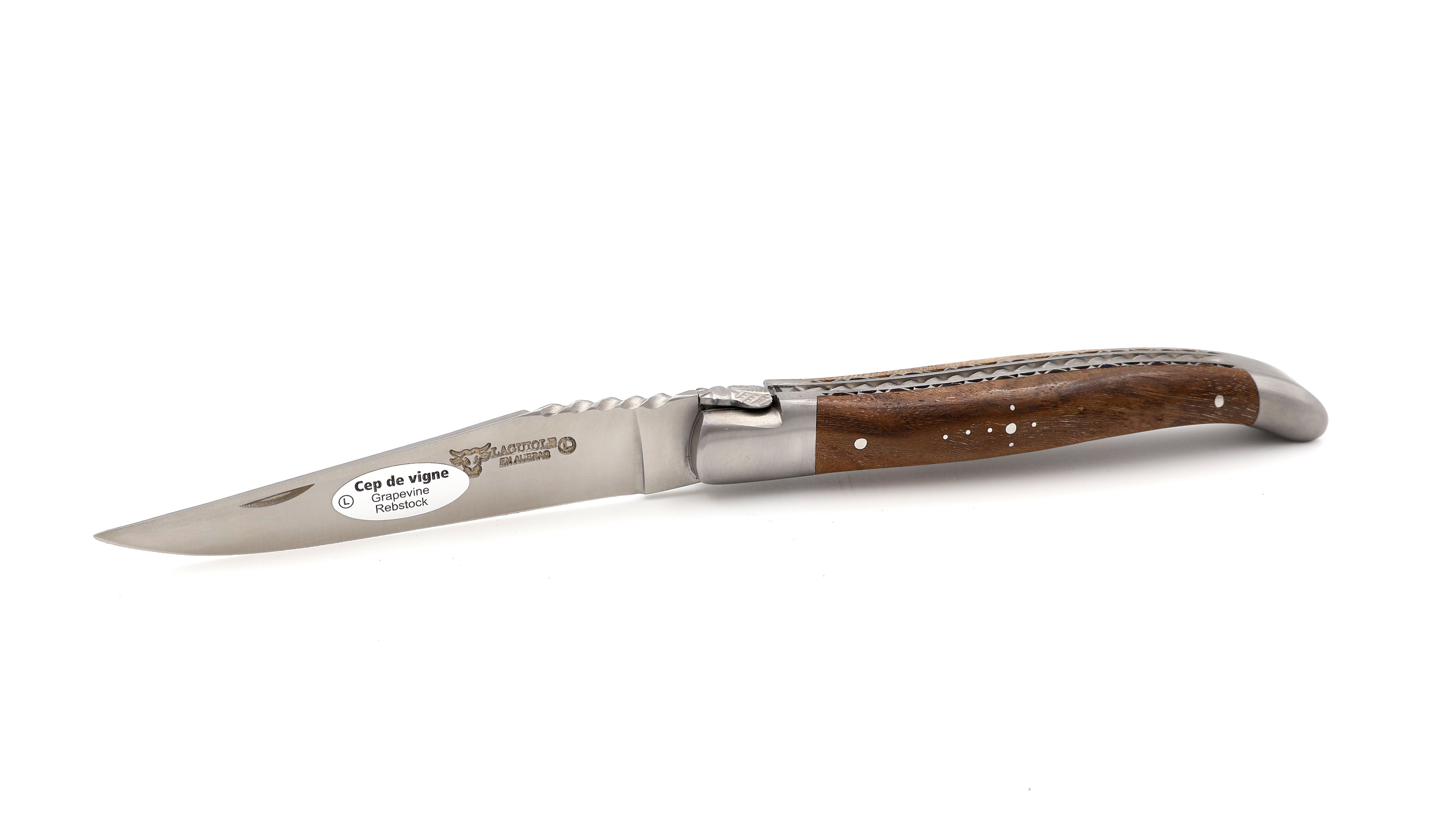 Laguiole en Aubrac doubleplate knife grapevine spiral spring 12 cm
