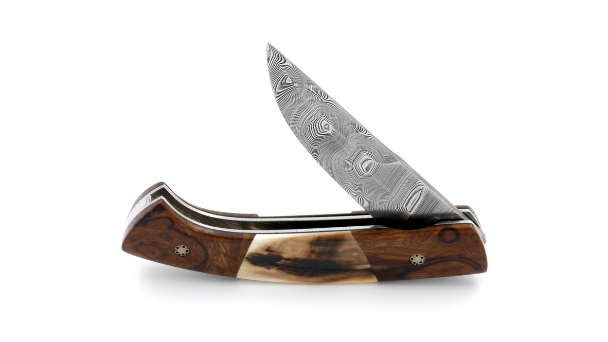 MANU LAPLACE 1515 small  ironwood/warthog ivory damascus blade