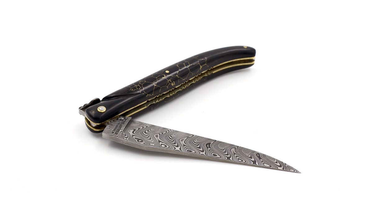 Laguiole en Aubrac ONYX Ebenholz  DSC® Carbon Damastklinge 12 cm