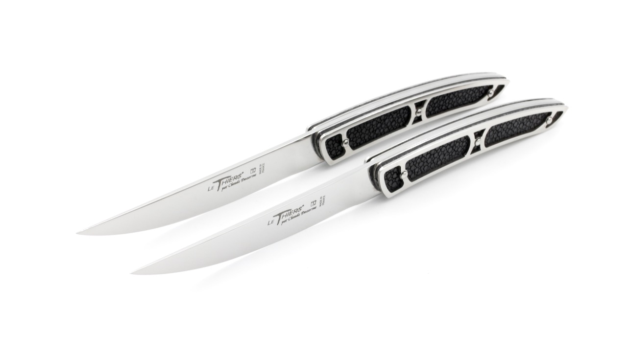 Dozorme-Thiers-Steakmesser-Rochen-1 Claude DOZORME Thiers Steakmesser ELEGANCE Rochenleder schwarz 2-tlg-Set