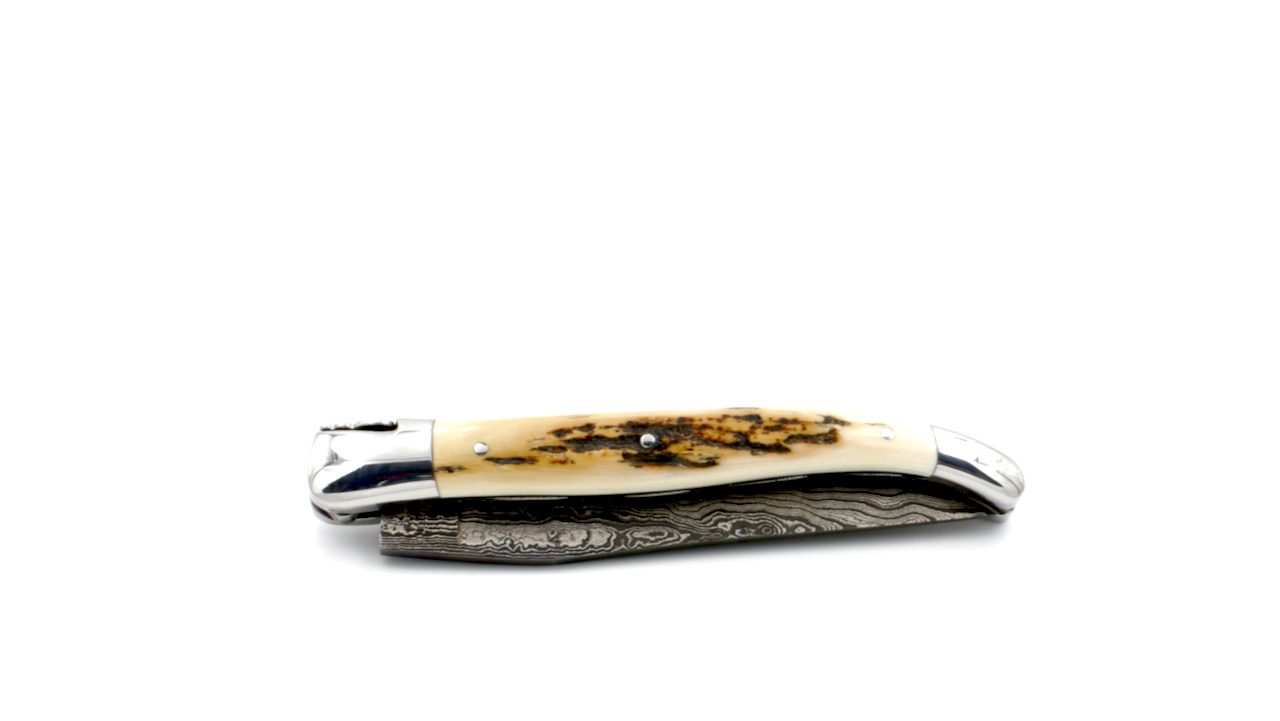 Laguiole en Aubrac Damast Mammutelfenbein Kruste Doppelplatinen 12 cm