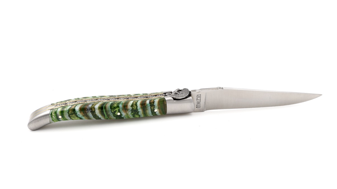 Laguiole en Aubrac Laguiole knife unique piece gecko - stabilzed mammoth tusk 12 cm