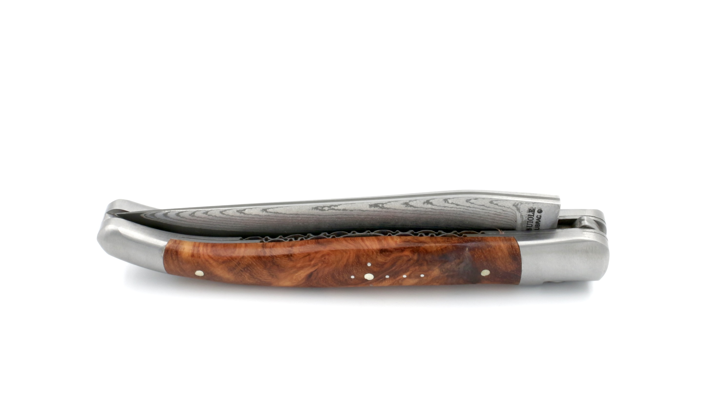EC47F0D5-9544-4DB0-8BBC-4A08EA1833BE_1_201_a Laguiole en Aubrac jap. Damastklinge Amboina Wurzelholz Doppelplatine 12 cm