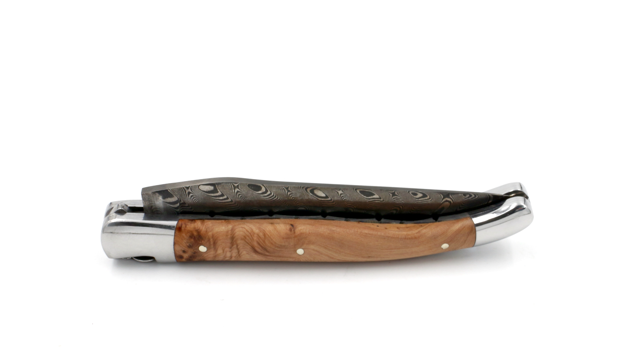 IMG_6427 Laguiole en Aubrac damascus juniper with double plates 12 cm shiny