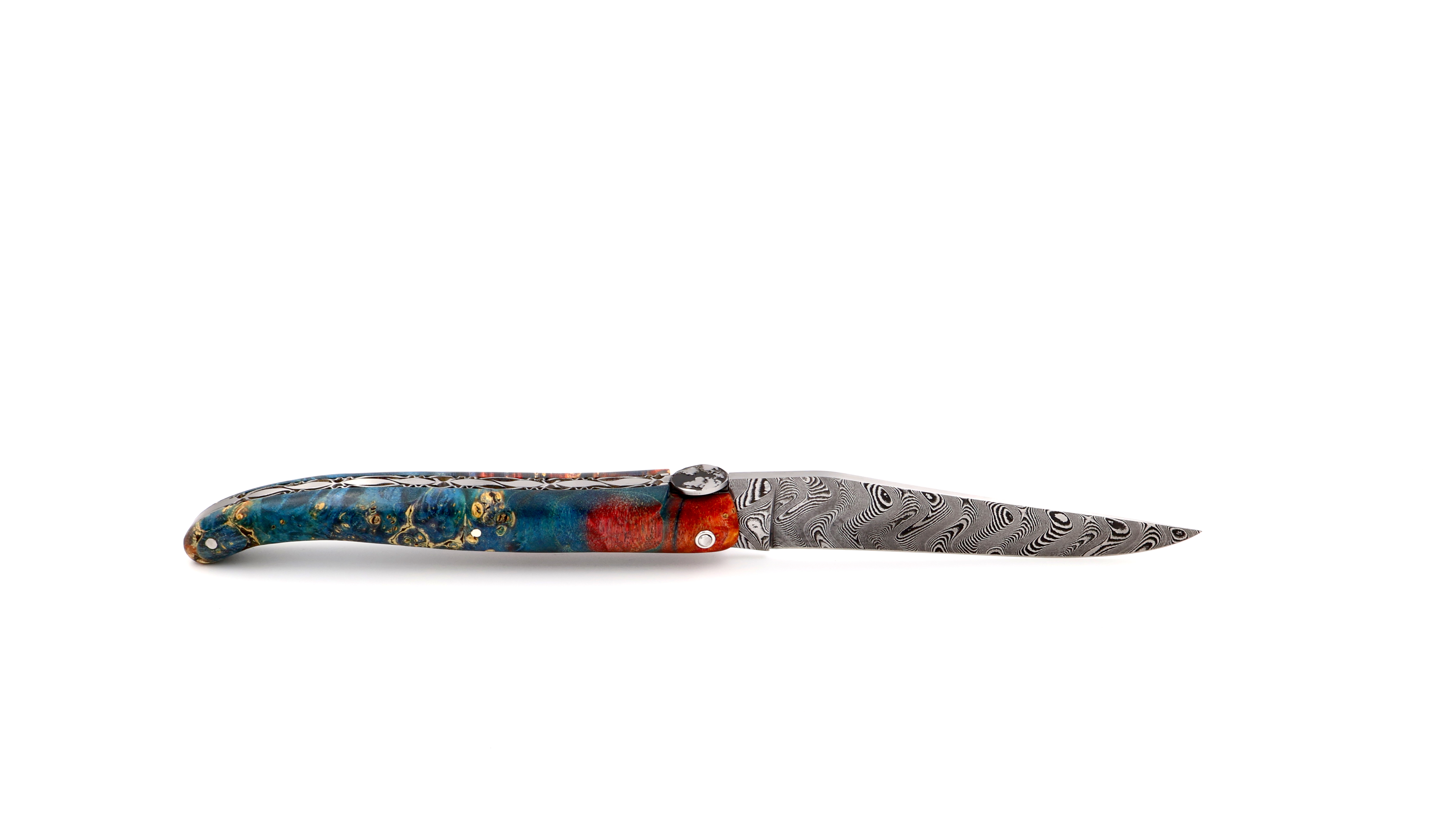 Laguiole en Aubrac Laguiole elder burl with EARTH bee DSC® Carbon damascus 12 cm