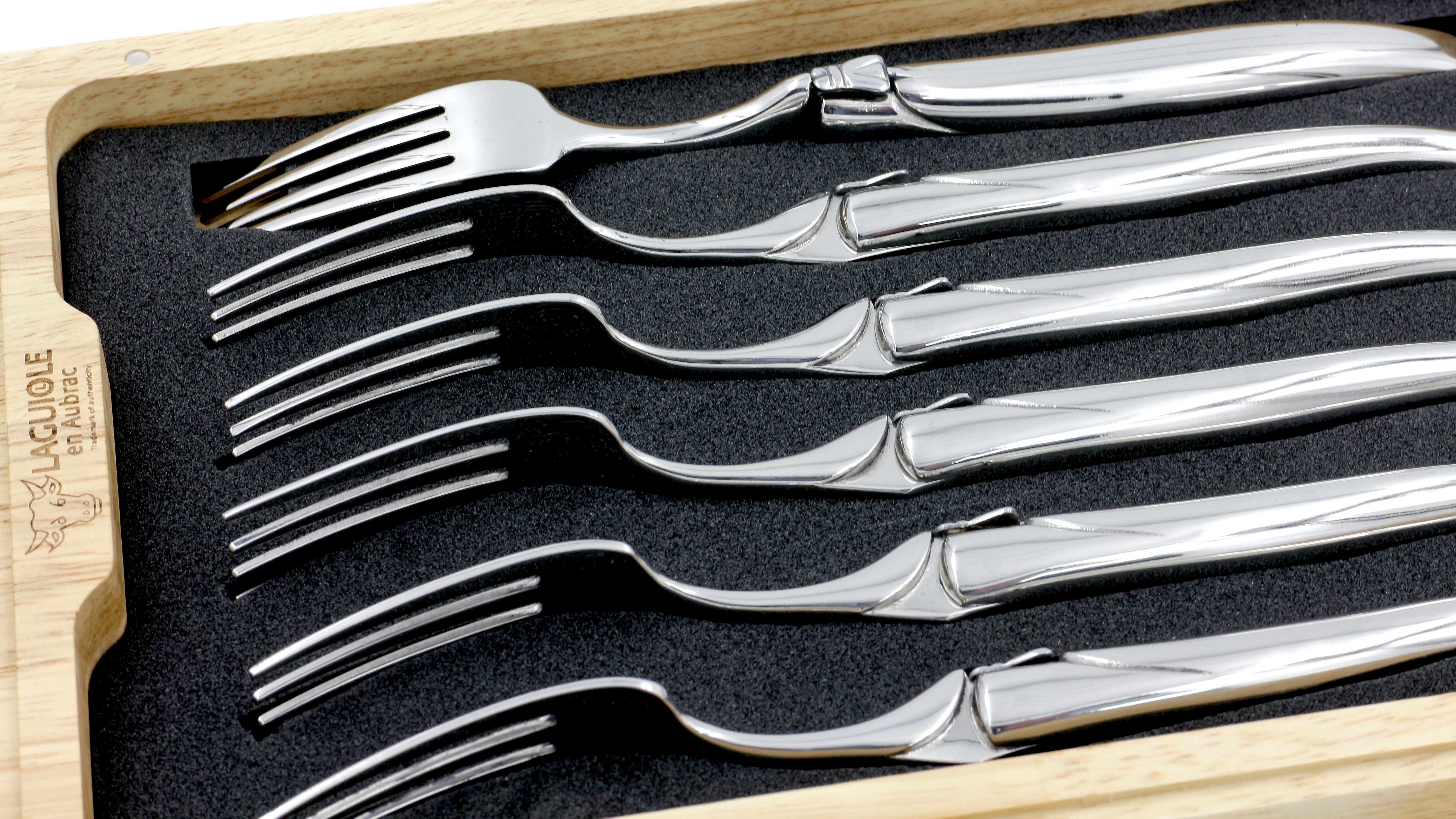 Laguiole en Aubrac Laguiole Steakgabel Set 6-teilig Edelstahl geschmiedet poliert