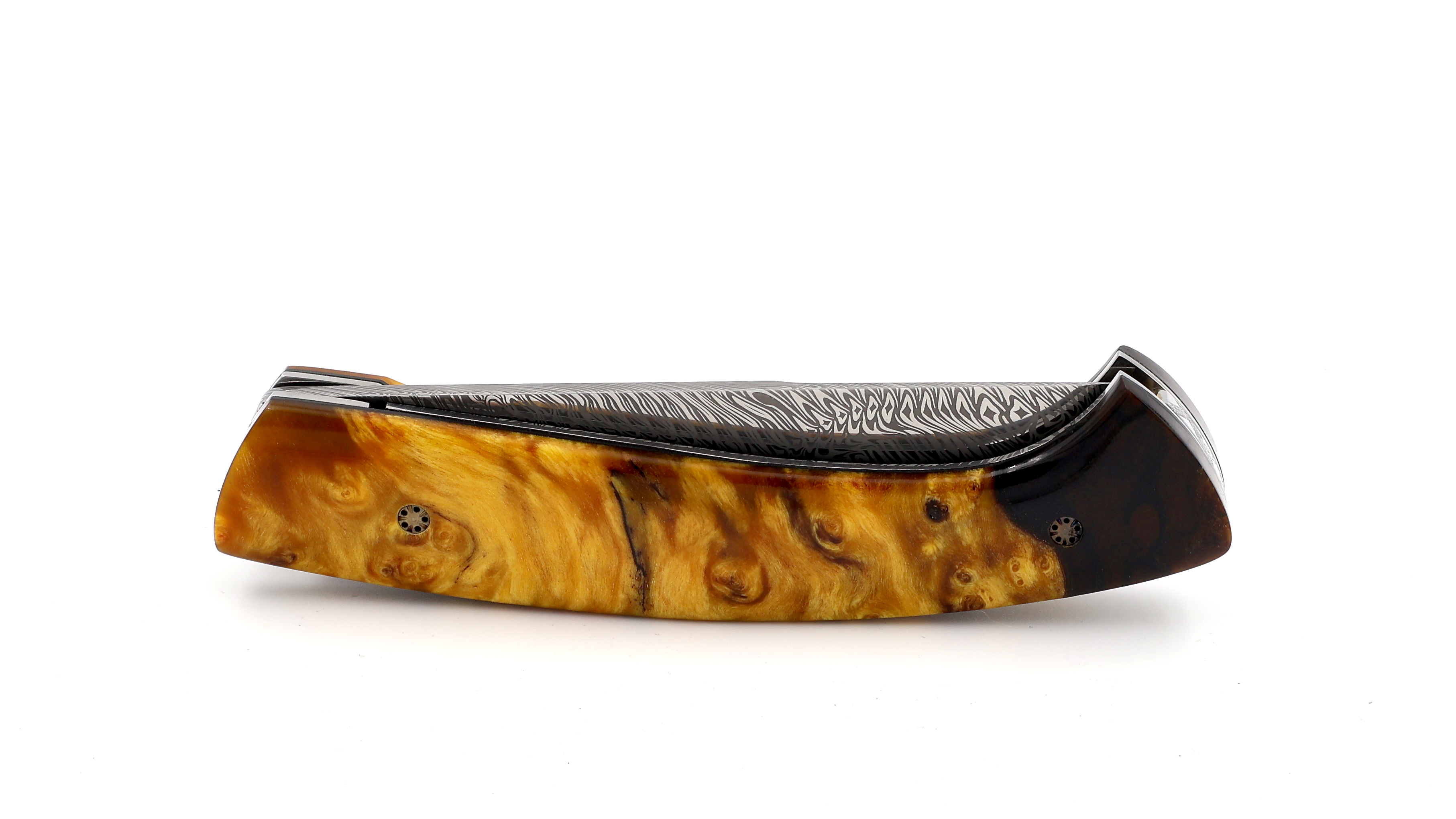 MANU LAPLACE 1515 NORDIC maple burl wood damascus blade