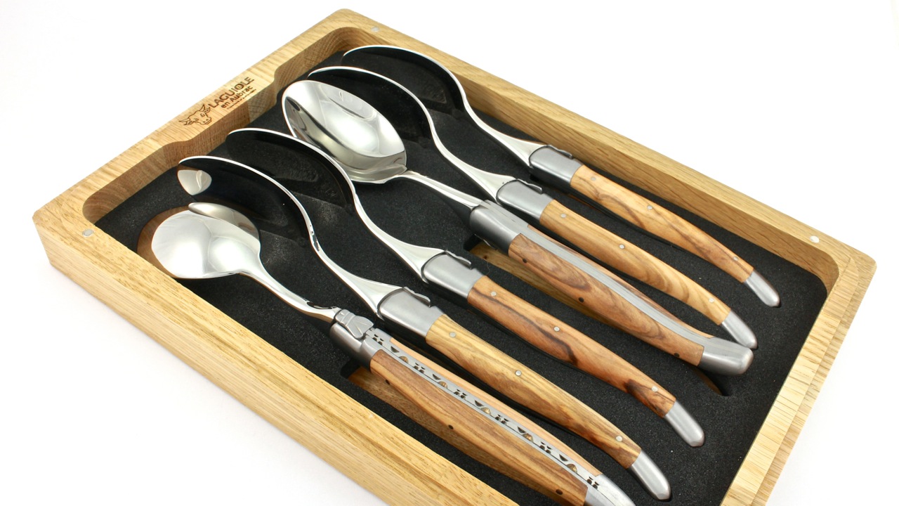 LOFFEL-OLIVE-MATT-6ER Laguiole en Aubrac Laguiole spoons Olivewood