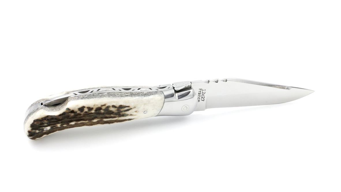 ARBALETE G. David Laguiole hunting knife NATURE stag horn shiny
